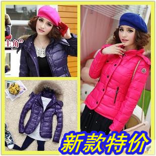 Free shipping, Women's fashion winter warm duck down coat female short design fur hooded thicken slim down jacket AC525