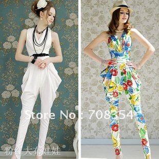 Free Shipping!Women's Fashionable Wrinkle High Waist Harun Tank Jumpsuit/Ladies' Modern Rompers