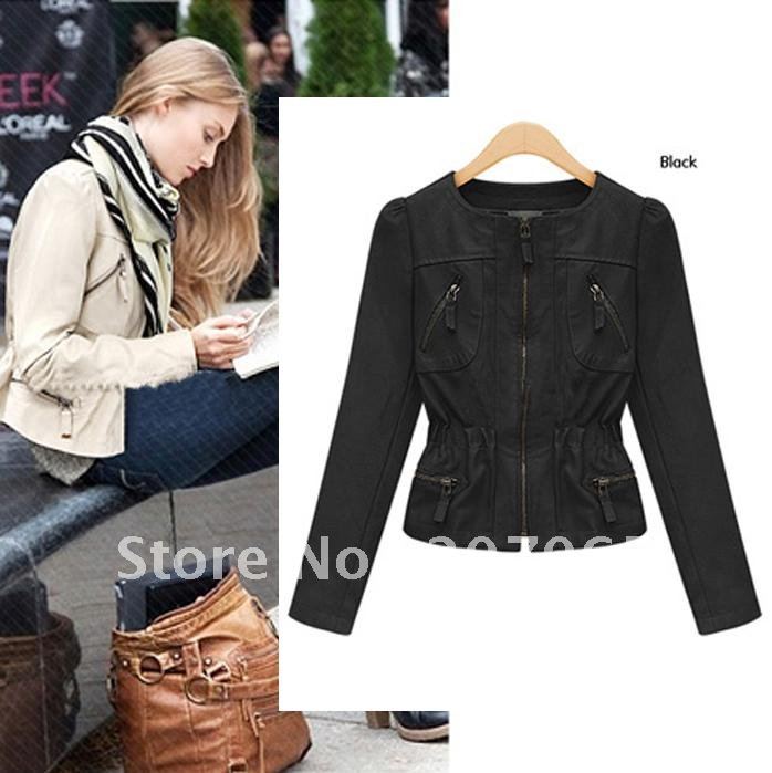 Free shipping  Women's Faux Leather short Jacket,PU leather jackets ,women short jacketst,Outerwear  2 colour size M,L