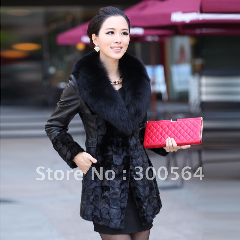 Free Shipping! Women's_fur_coat New style 2012 fur coat mink fur overcoat fight mink fox fur