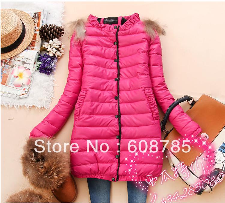 Free Shipping  women's  fur medium-long slim leather coat women  HOT sale wadded down jackets S159