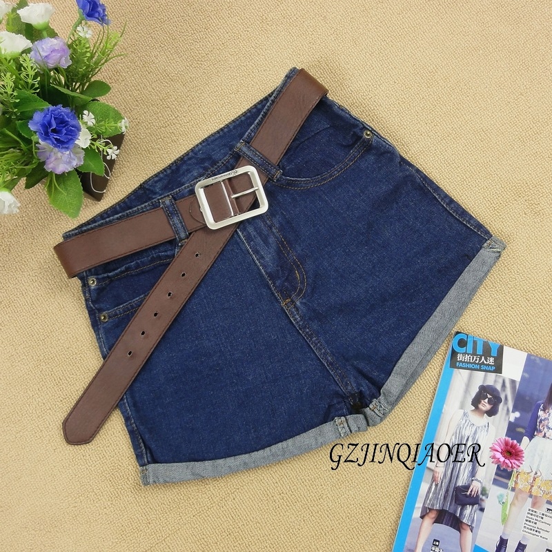 Free Shipping Women's high waist shorts summer female plus size loose shorts vintage denim