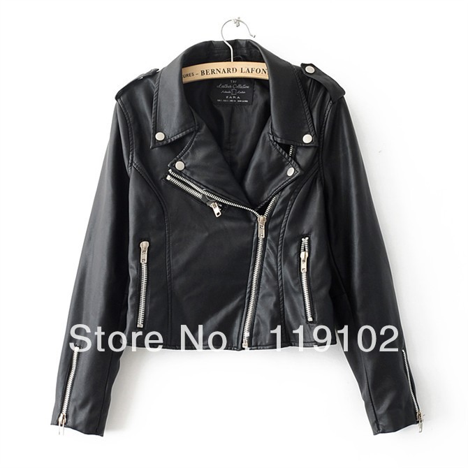 free shipping! Women's Korea Fashion PU Leather Jacket Zipper Slim Punk handsome lady coat outwear Drop Shipping  New