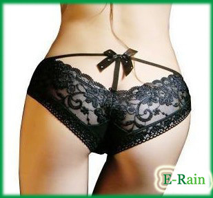 FREE SHIPPING Women's Lace Bowknot Deep V Butt Cleavage  Briefs Short  Pant  10PCS/LOT