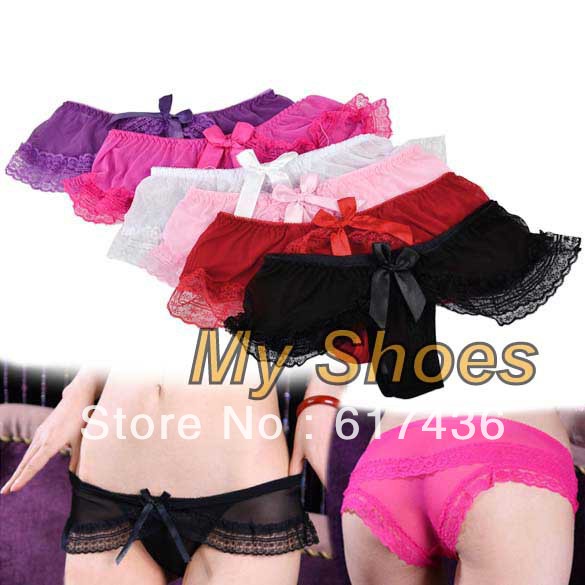 Free Shipping Women's Ladies Sexy Thongs Lace G-string V-string Panty Lingerie Underwear 6 Color 7951