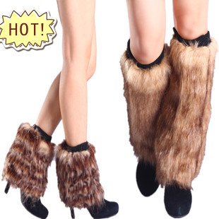 Free shipping women's long-haired fur leg warmer40cm long faux fur foot winter socks, Fur Socks