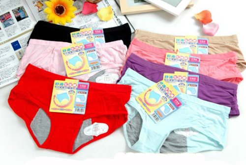 Free shipping women's menses anti-side-leakage underwears colorful modal drawers/panties soft&lovely briefs MOQ 10 pcs,Lot038