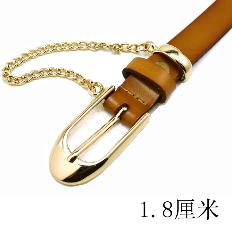 Free shipping women's metal chain genuine leather strap belt fashion all-match decoration belt female fine cowhide belt np