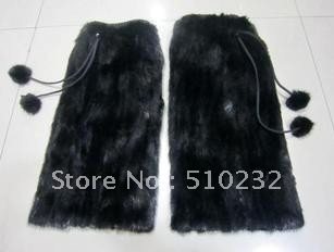 Free Shipping! Women's mink fur boot leg warmer with fur ball, must-have for winter