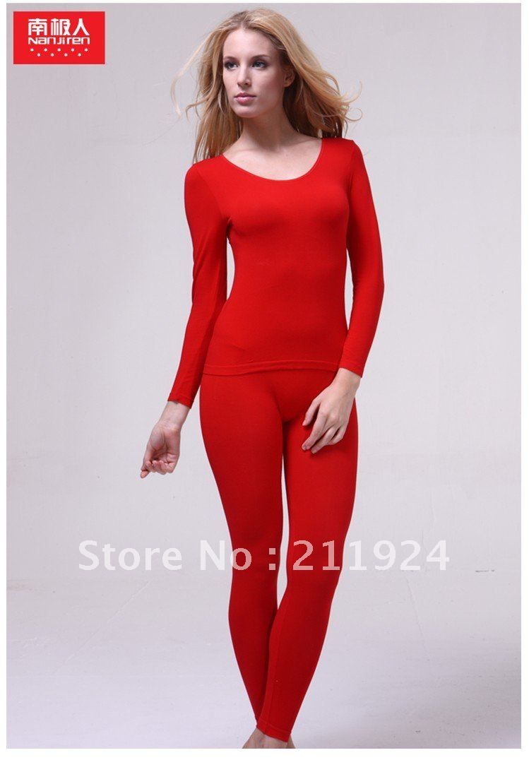 Free shipping Women's modal cotton sweater ultra-thin large o-neck long johns underwear set