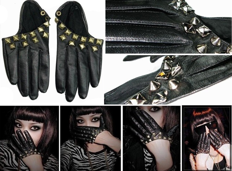 Free shipping women's nightclub Gloves,fashion personality Half palm ladies glove for party,PU leather gloves,performance gloves