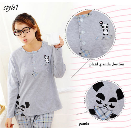 Free Shipping women's pajamas set,long sleeve cartoon sleepwear for autumn and spring home service for women,5 designs