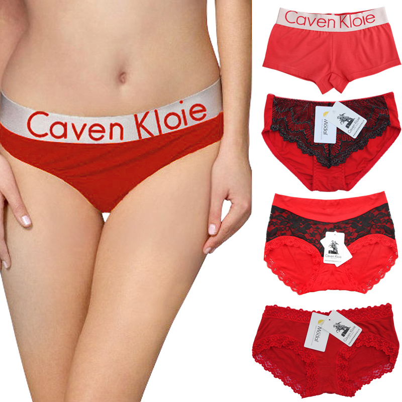 Free shipping women's red shorts panties modal 100% cotton boxer panties triangle panties broad-brimmed