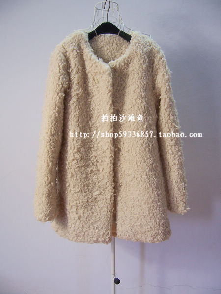 Free shipping Women's roll berber fleece o-neck long design long-sleeve fur coat overcoat