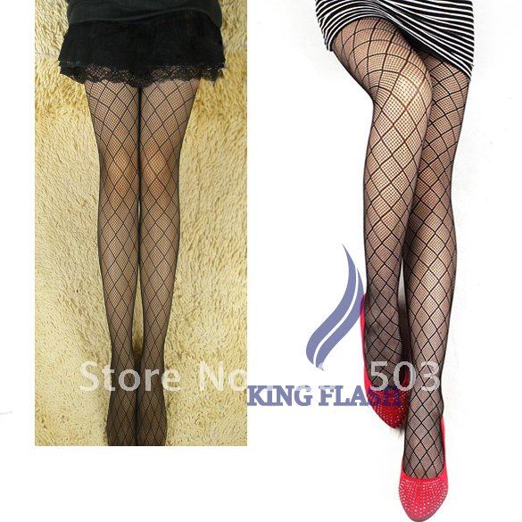 Free shipping Women's Sexy Grid Net Pattern See Through Pantyhose Stockings Leggings 6001