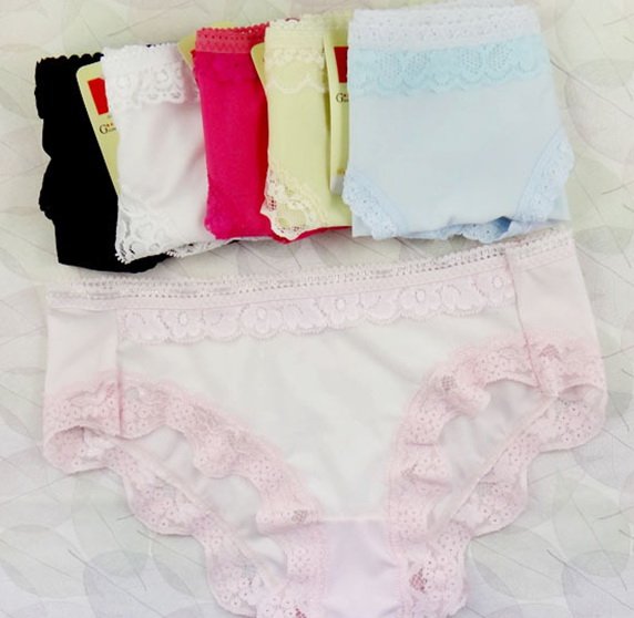 Free shipping!! Women's sexy lace underwears lacy briefs 80%cotton panties 10pcs/lot