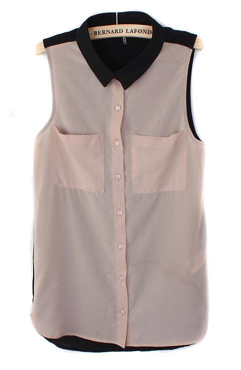 Free shipping Women's shirt women's patchwork chiffon sleeveless shirt medium-long shirt