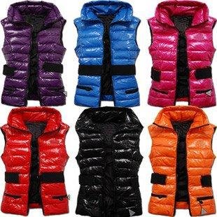 Free shipping women's short down vest jacket outware clothes color Rose, Red, Orange, Blue, Black, Purple 01246