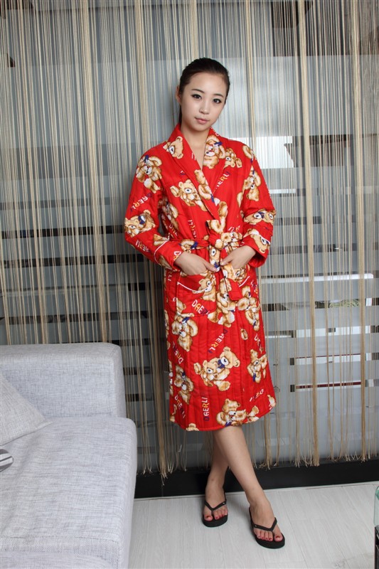 free shipping Women's sleepwear cotton-padded robe bathrobes big red robe