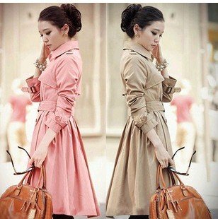 free shipping women's slim medium-long double breasted trench plus size female Coat Casual  outerwear no pilling/