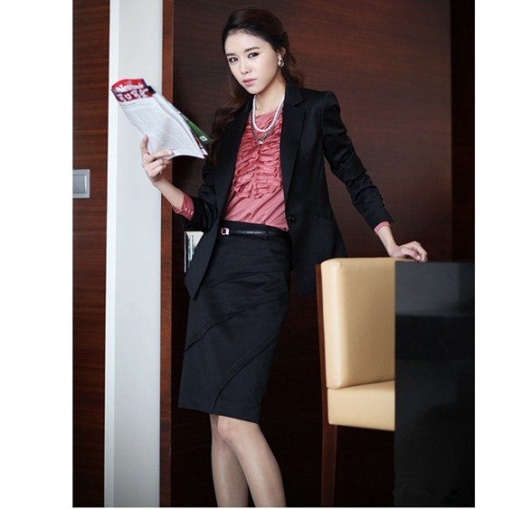 Free shipping Women's slim ol professional suit skirt plus size slim hip slim waist suit set female