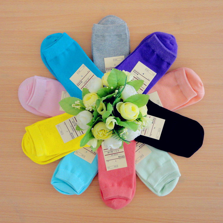 Free shipping  women's socks 100% cotton socks the candy color socks 10pairs/lot