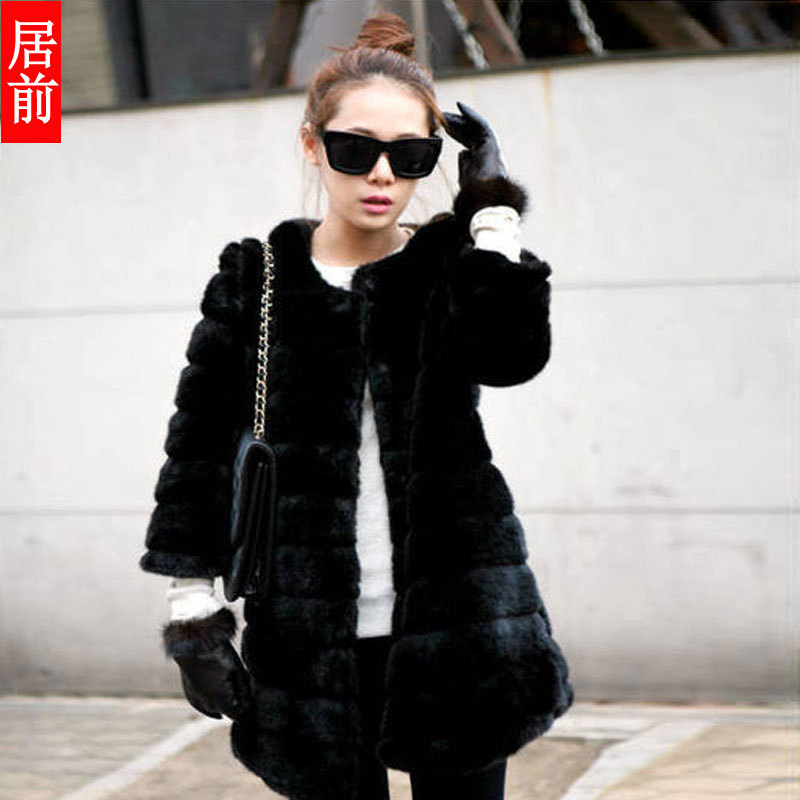 Free Shipping Women's spring ys8885 medium-long outerwear trophonema thermal thickening fur outerwear overcoat LDX