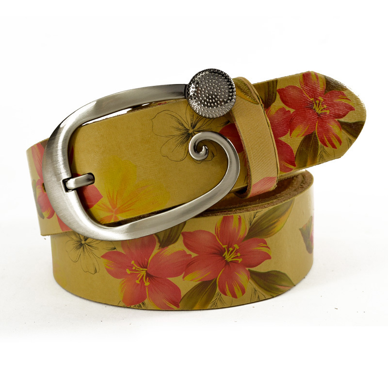 Free Shipping Women's strap print rustic flower genuine leather wide belt fashion vintage personality