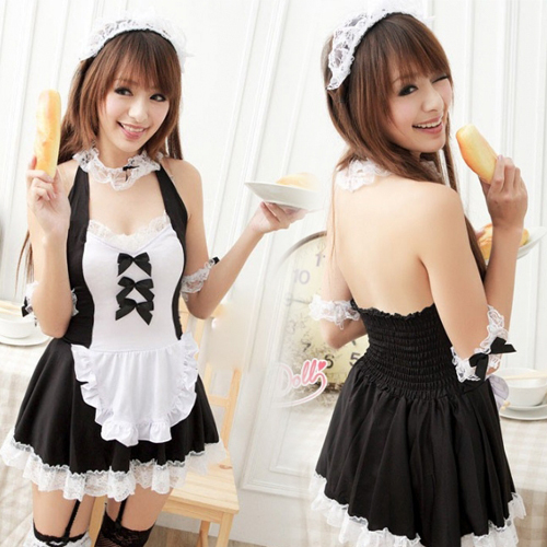 free shipping Women's summer sexy sleepwear spaghetti strap nightgown soft yarn lounge set maid equipment temptation 2005