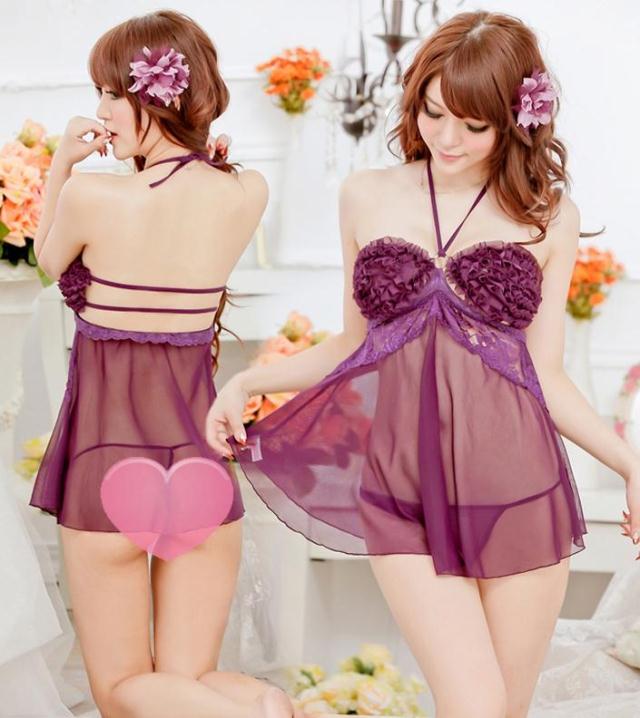 Free shipping Women's transparent sexy sleepwear racerback suspender skirt set sexy underwear set