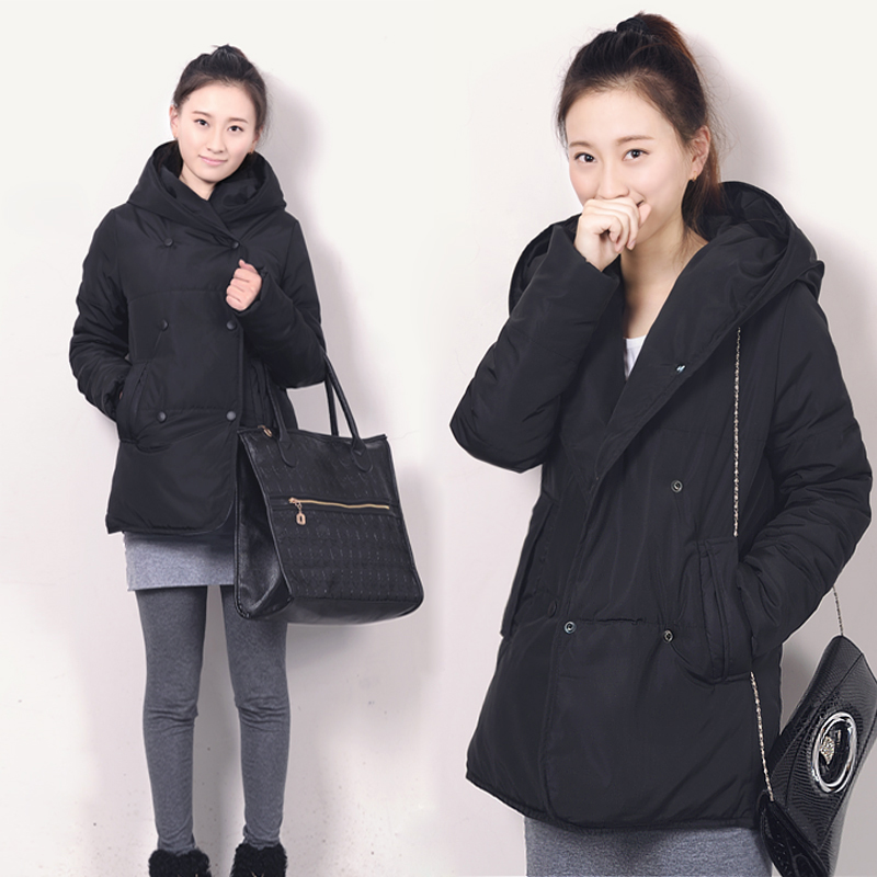 Free Shipping Women's Winter Clothes Warm Coat Wadded Cotton Jacket Hood Outerwear Black High Quality