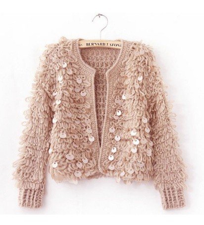 Free Shipping  women Sequin Hand Crocheted sweaters wool sweater cardigan temperament circle