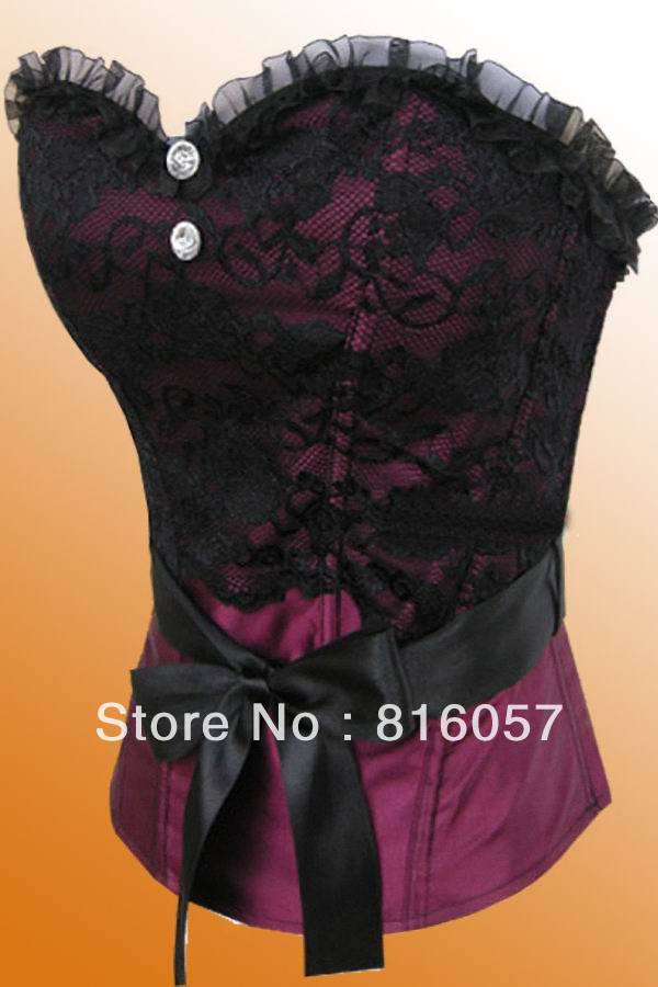 Free shipping! Women Sexy Corset Lingerie Purple Lace Metal Steel Boned Bustiers Belt wholesale or retail