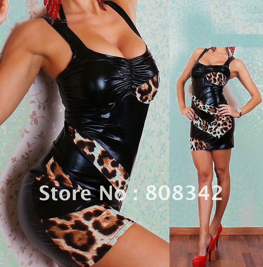 Free Shipping Women Sexy Dress Lady Party Nightwear Clubwear Leopard Color 2313 MOQ 1Piece