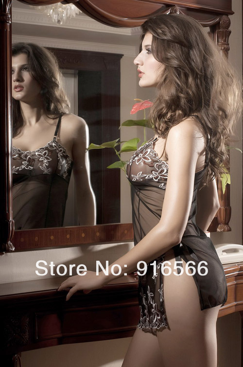 Free shipping Women Sexy Elegant Black Livia Corsetti chemise 1066031041