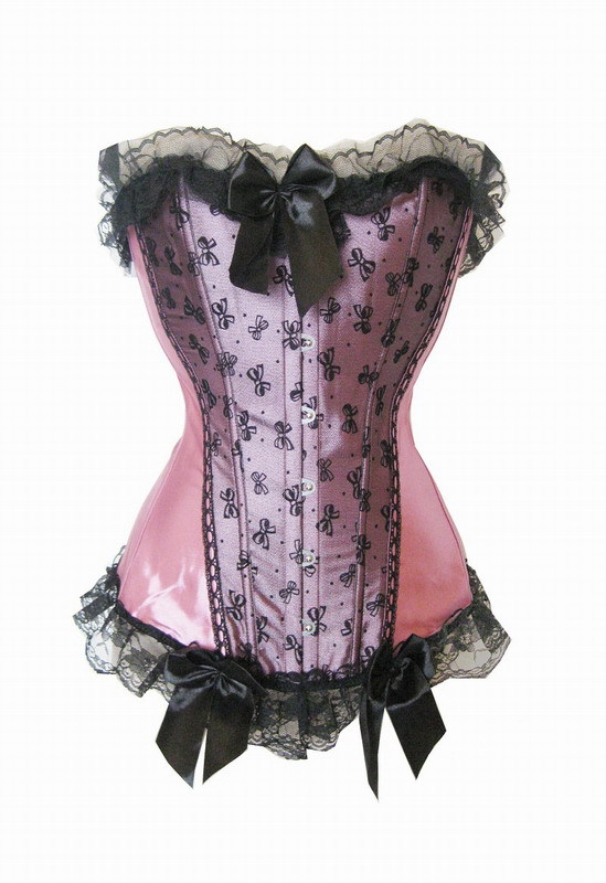 Free shipping Women Sexy Elegant Front Bows and top lace Strapless Corset Sexy Bustier 5 Sizes S M L XL XXL 1066031328