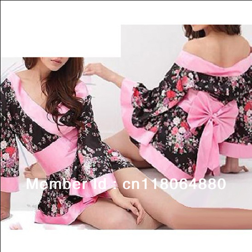 Free Shipping Women Sexy Japanese Kimono Stage Sauna Costume Uniform Lady Lingerie Sleepwear Robe + G String + Belt S306