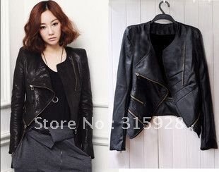 Free shipping women Slim motorcycle clothing PU leather clothing leather jacket 939