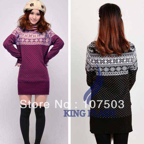 free shipping Women Snowflake Pattern Turtleneck Sweaters Long sleeve Slim Fit Thick Bottoming Wear 3 Colors 9006