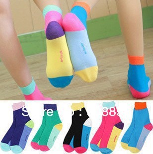 Free Shipping Women Socks Candy Color Striped Cotton Socks Women 8 pairs/lot