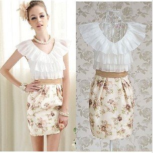 Free shipping women Summer Printing  Sexy V-Neck Dress, New Promotion sheath dress 2013 Size S-XL