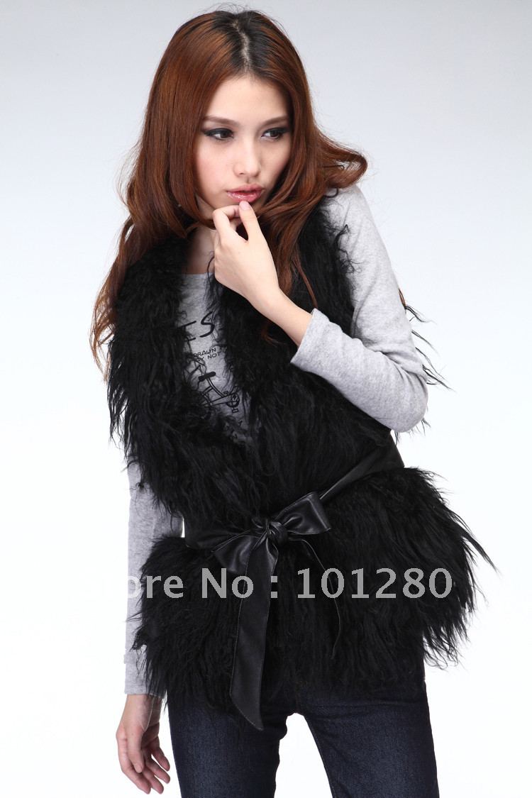 FREE SHIPPING Women tan sweater vest fur vest fashion fur vest 2012