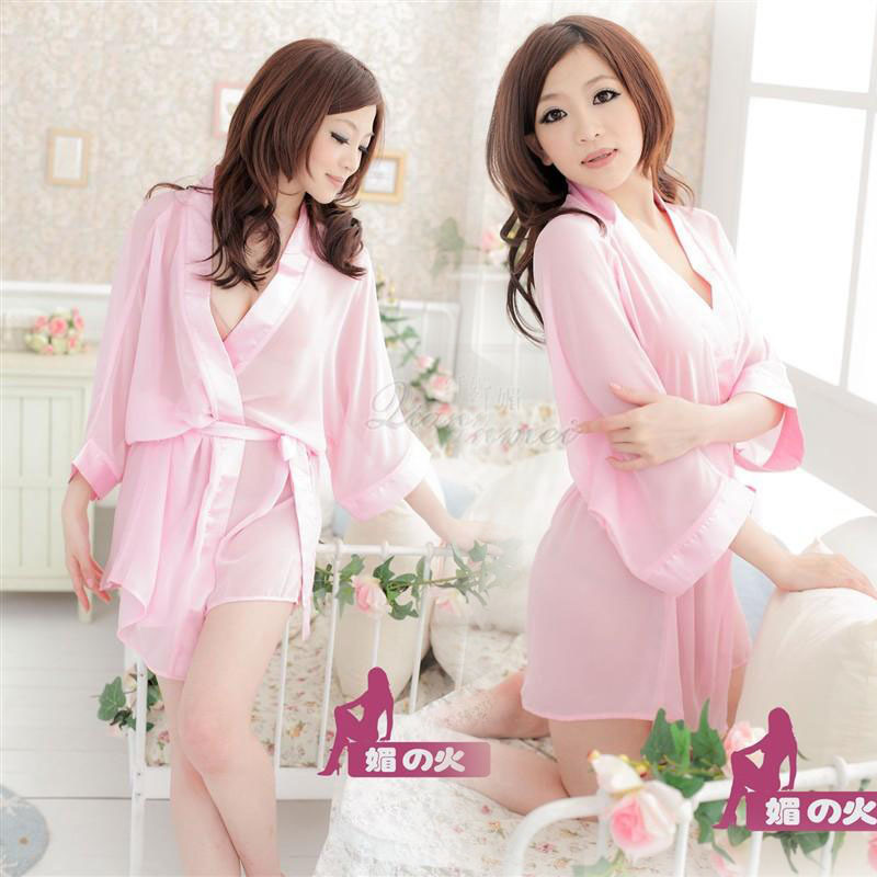 FREE SHIPPING women underwear transparent pale pink sleepwear temptation