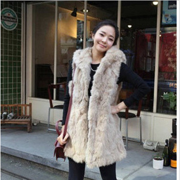 free shipping women women's faux vest cape fur coat medium-long vest overcoat