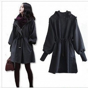 Free shipping women wool coat 2012 new fashion trench coat outerwear overcoat outdoor poncho windbreaker plus size winter jacket