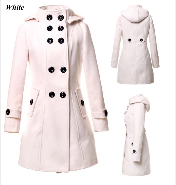 Free shipping women wool coat holiday sale winter warm jacket outdoor double breasted overcoat hoodied outerwear trench coat