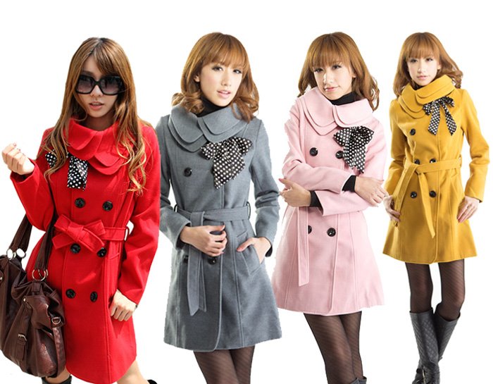 Free shipping Women wool coat Slim fit trench coat winter clothing outerwear lady double breasted long overcoat 2012 new fashion