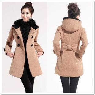 Free shipping Women wool jacket warm outerwear long hooded coat winter thick clothes Double-breasted trench coat 2013 wholesales