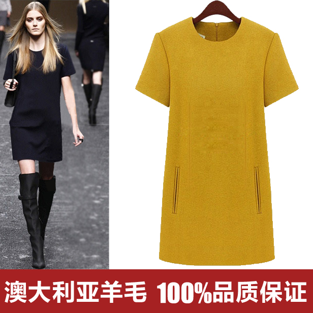 Free shipping Woolen one-piece dress autumn and winter one-piece dress plus size elegant basic skirt winter woolen dress