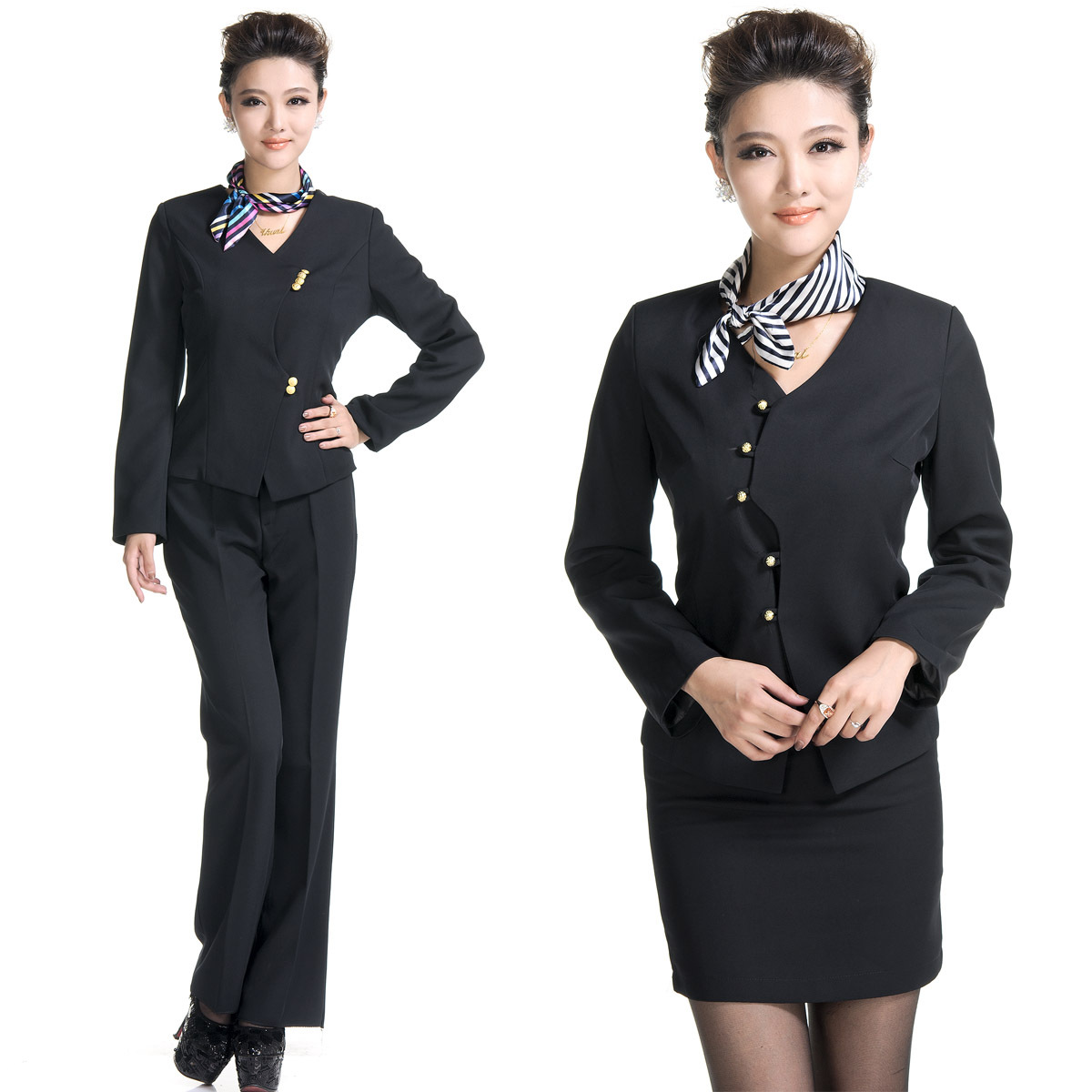 Free shipping Work wear autumn and winter long-sleeve stewardess service set spring and autumn work wear women's skirt piece set